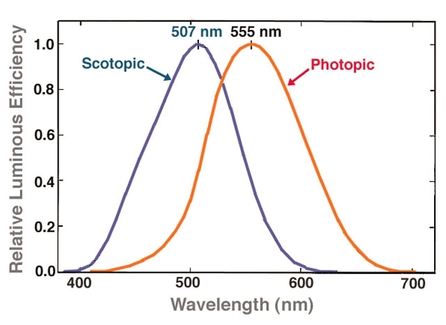 Luminous Efficiency in scotopic vs. photopic conditions